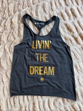 Pure Barre Tank with Gold Metallic "Livin' The Dream"